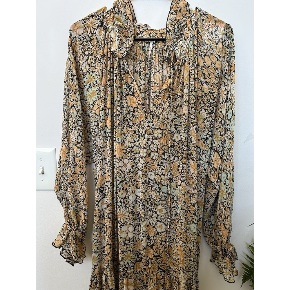 Free People Feeling Groovy Maxi Dress S Boho Floral Cottagecore Flowy peasant - Picture 5 of 7